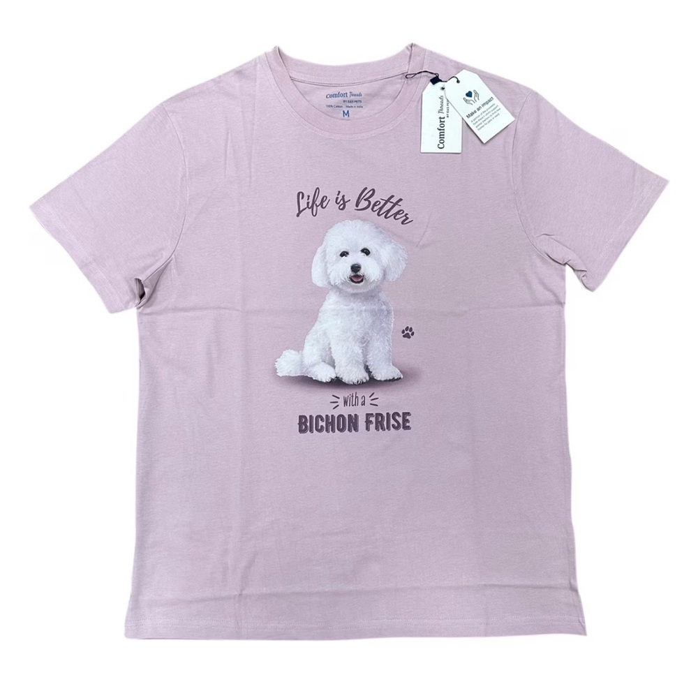 Pink Bichon Frise Graphic T-Shirt